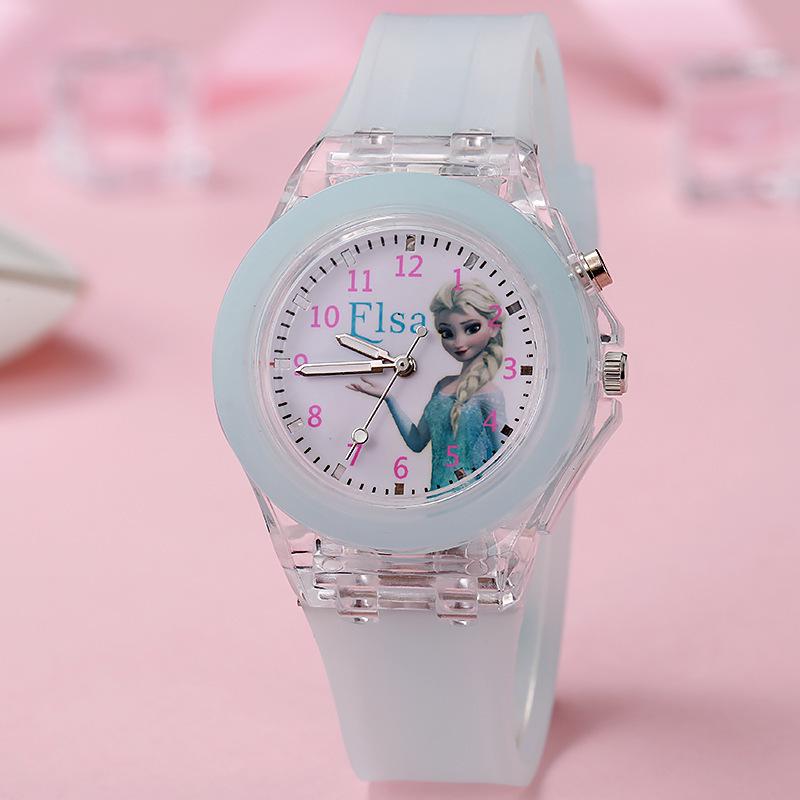 Colorful Luminous Cartoon Ice Snow Unisex Children's Watch with Soft Silicone Strap and Night Light