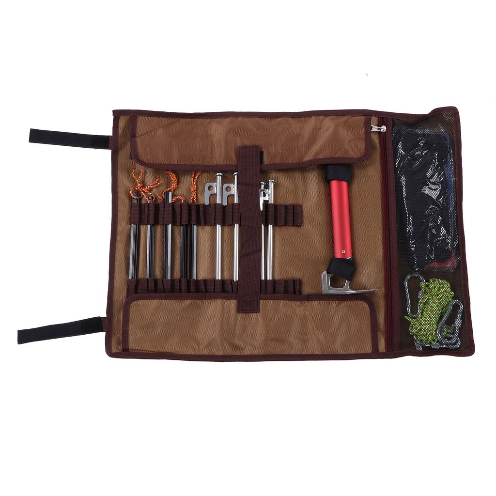 Outdoor Camping Tent Stakes Storage Bag Tent Pegs Nails and Hammer Organizer Holder Case with Stakes Hammer and