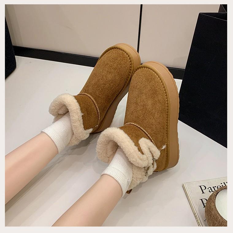 Thick-soled tube warm snow boots children's winter new plush thickened fluffy shoes large cotton shoes
