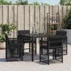 VidaXL Set of 4 Garden Chairs with Cushions, Seats with Backrest, Dining Chairs, Patio Terrace Furniture, Black 365035