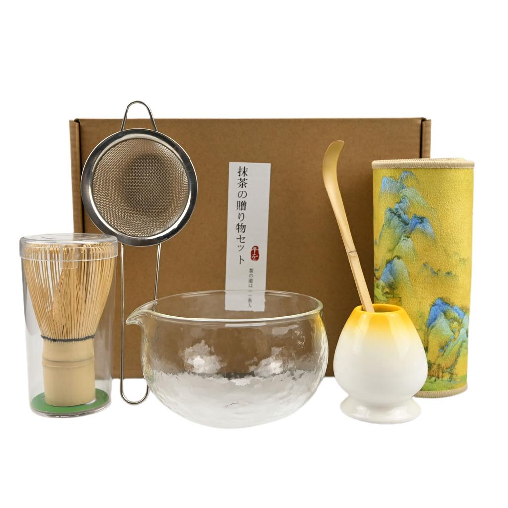 6 szt./zestaw Japońska miseczka do matchy, Ściereczka, Łyżeczka, Sitko, Bambusowa miotełka do matchy, Idealny prezent na ceremonię, Tradycyjna dekoracja
