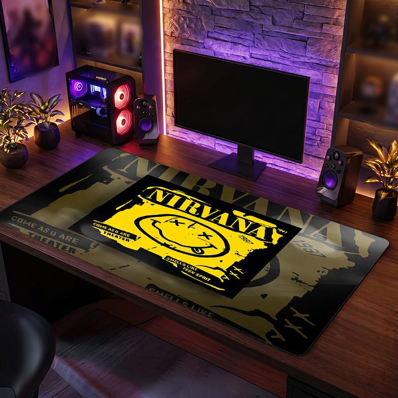 Nirvana Print Large Mouse Pad Smooth Surface Anti?Slip Desk Mat For Gaming Office Laptop Decoration