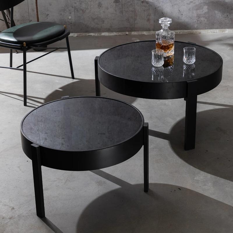 Nordic Round Coffee Table, Wrought Iron & Glass Side Table, Modern Circular Center Table, Sturdy Metal Frame for Living Room