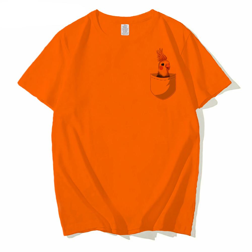 

Funny men t shirt Pocket Cockatiel Parrot print t-shirt male streetwear tops 4XL