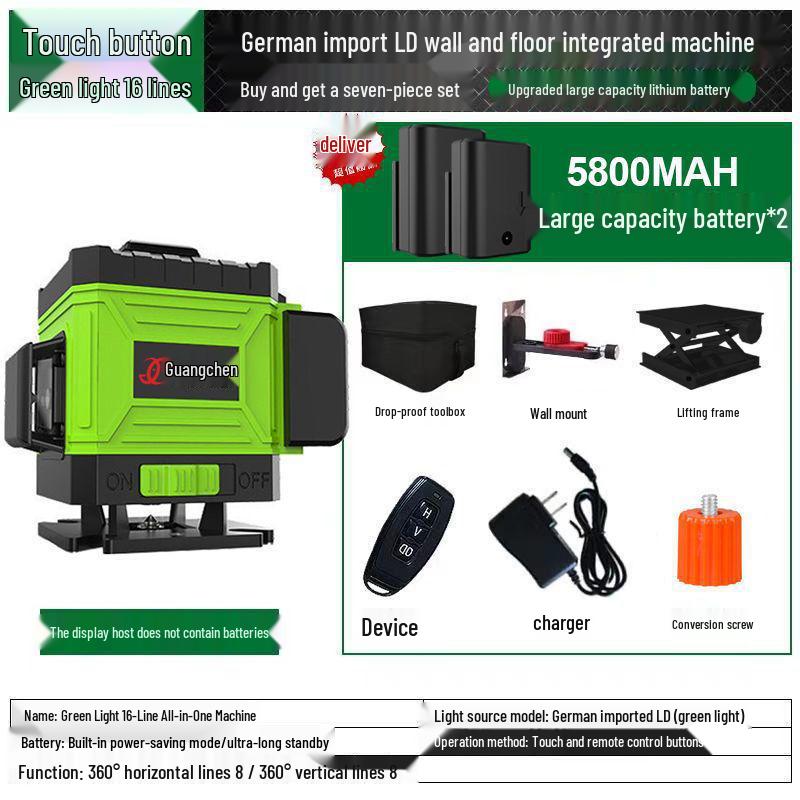 High Precision Infrared Green Laser Level: Automatic 12 and 16 Line Alignment Tool