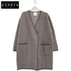HUMAN WOMAN 077-2270024 Brown Herringbone Jacquard Collarless Coat Coat M BrownUsed