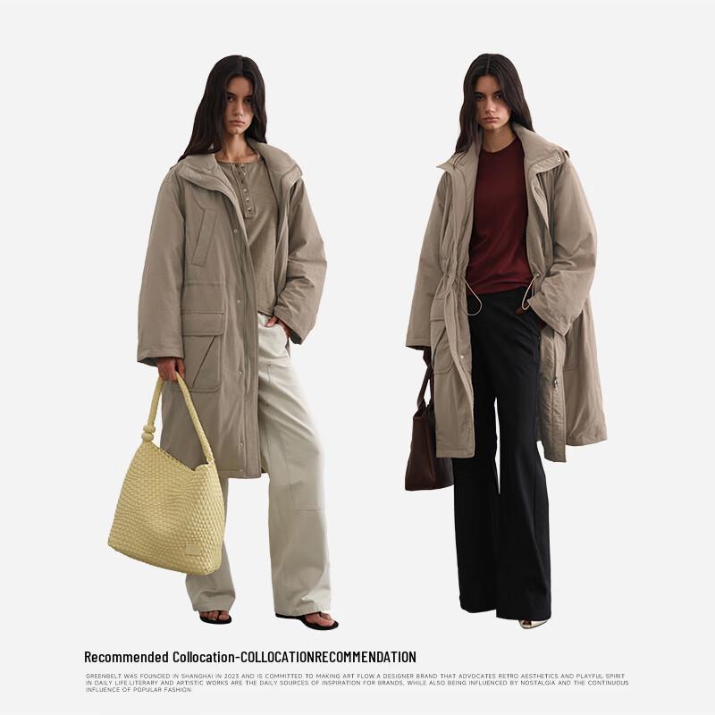 GEACĂ DE PUF PENTRU FEMEI URBAN TRAVELER DE LUNGIME MEDIE CU GULER ÎNALT VERDE