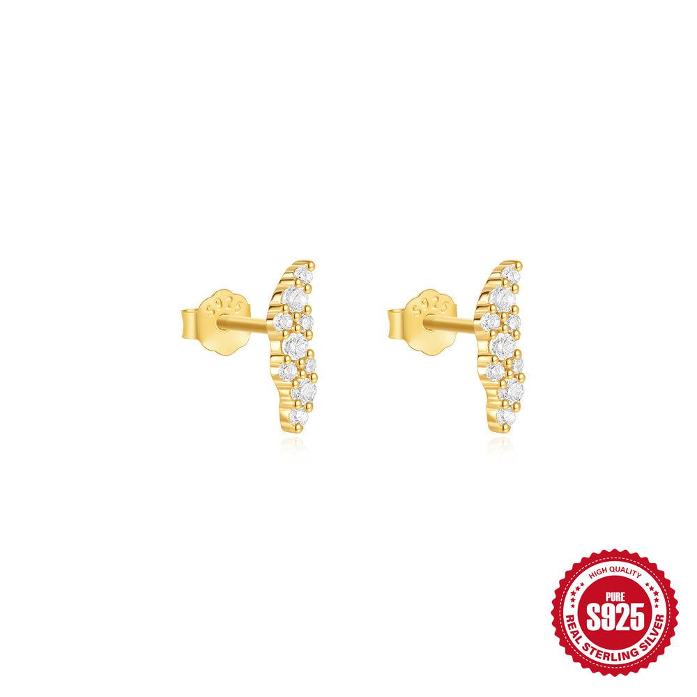 Fashion S925 Sterling Silver Classic Diamond-Encrusted Daily Temperament Stud Earrings Women'S S-Shaped Simple Classic Earrings