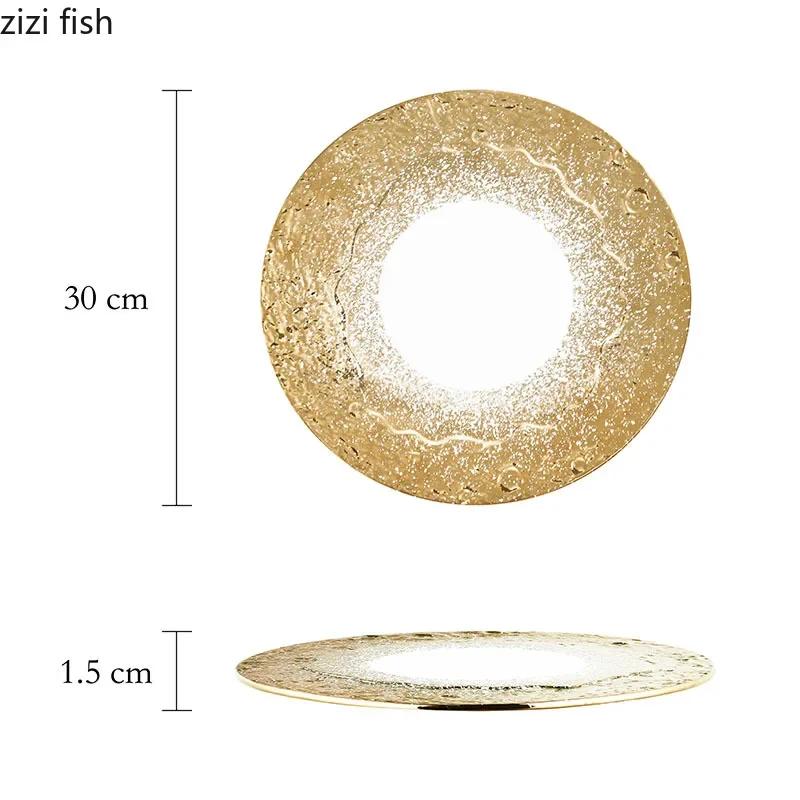Ceramiczny płaski talerz w kolorze białego złota z wzorem kamienia, talerz na stek, talerz deserowy, naczynie do sushi, talerze do gotowania, kreatywna zastawa stołowa restauracyjna