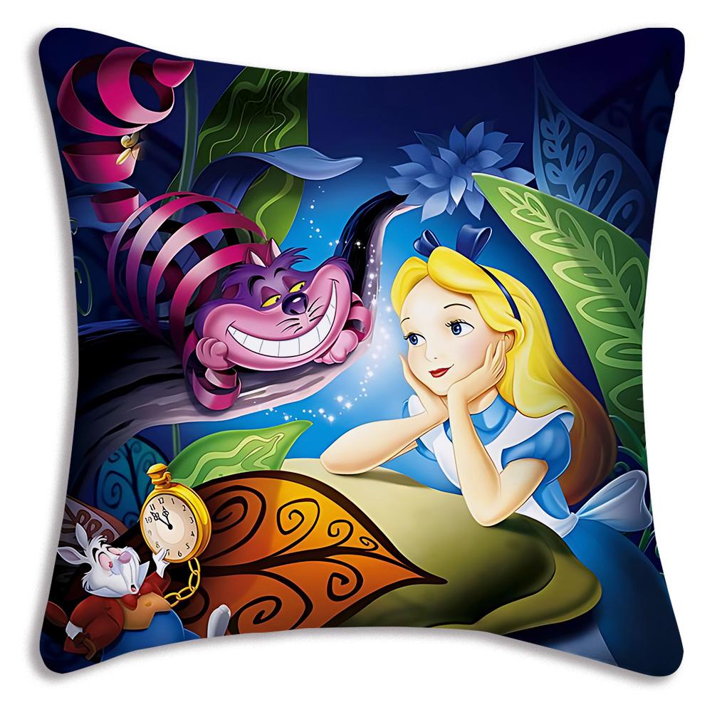 Disney Alice in Wonderland Pillow Covers Cartoon Sofa Decorative Home Double-sided Printing Short Plush Cute Cushion Cover