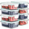 IWANO Glass 640mL Airtight Storage Container with Lid and Stackable for Refrigerator Tidying for Prepared Easily Wipes Out Safe 4 Locks for a Tight