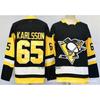 Maglia da Hockey su Ghiaccio Pittsburgh Penguins 87 Crosby Malkin Stile Retro Misto Cotone Divisa da Allenamento Uomo