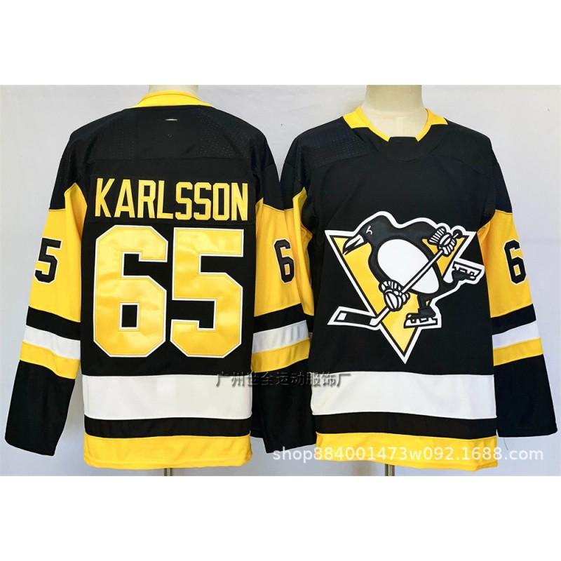Maglia da Hockey su Ghiaccio Pittsburgh Penguins 87 Crosby Malkin Stile Retro Misto Cotone Divisa da Allenamento Uomo