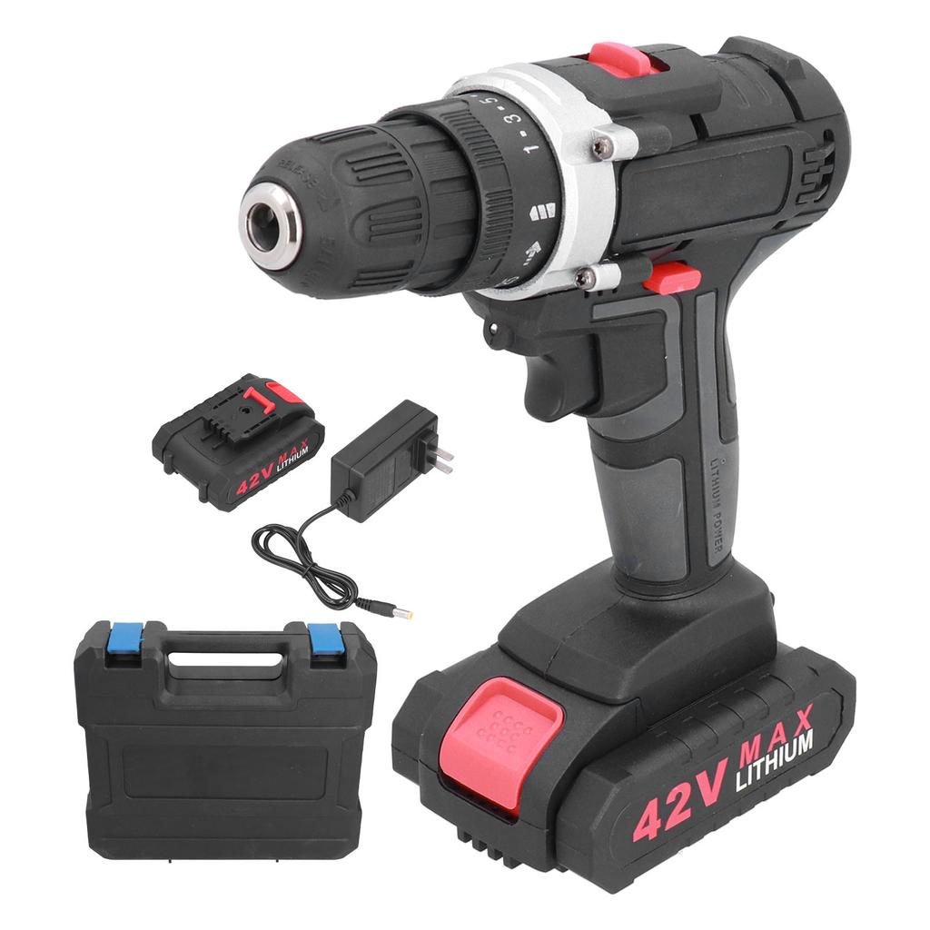42V Cordless Electric Drill 2?Variable Speed Portable Zinc Alloy Screwdriver 350/1400rpm