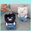 Plush Angry Cat Keychain With Denim Overalls For Anime Collectors And Gift Givers