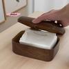 M-Neue chinesische schlichte Walnussfarbe Taschentuchbox Haushalt Massivholz Wohnzimmer Lagerkarton Holz-Taschentuchaufbewahrungsbox