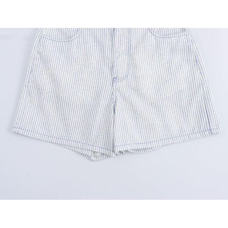 Jnleaog New Arrival Women's Clothing Fashion Style French Style Design Fashion All-Match Commute Style Casual Stripes Shorts