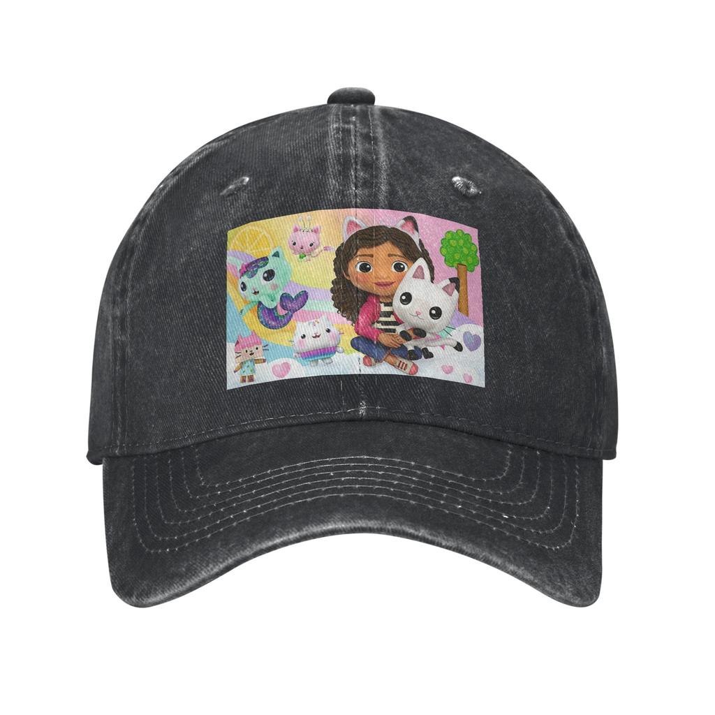 Gabbys Dollhouse Nordic Gabby Cat Pandy Paws Baseball Caps Denim Fabric Hats Adjustable Casquette Hip Hop Baseball Cowboy Hat