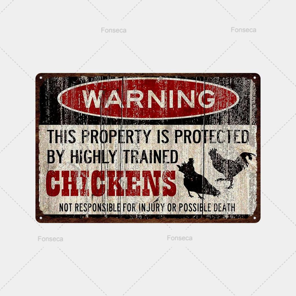 Vintage Tin Attention Animal Warning Signs Metal Sign Plaque Metal Public Retro Wall Decor Garden Park Wild Cave Metal Poster