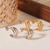 Three Layer Line Design Titanium Steel Earrings For Women Hypoallergenic Gold Fade Resistant Jewelry Ear Studs