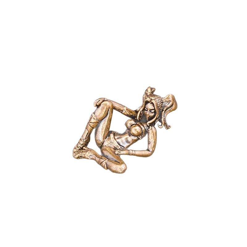 Figure di Ragazze Bellezza con Coda di Cavallo in Ottone Miniature Ornamenti da Scrivania Personaggi Metallici Retrò Modello Artigianato Decorazioni per la Casa Accessorio