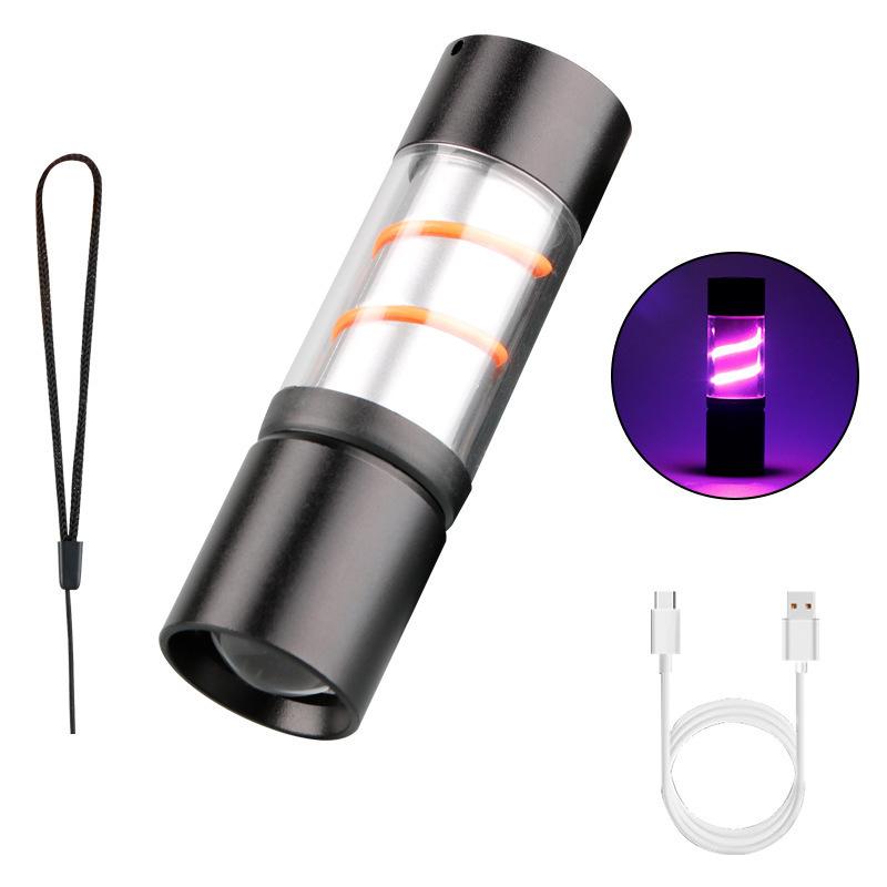 

Алюминиевый мини-цветной светодиодный фонарик, двойной источник света (Лампа+Светодиод), Портативный кемпинговый фонарь для улицы, спелеологии и патрулирования white+ purple