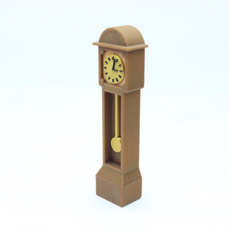 Dollhouse Mini Retro Standing Clock Model Miniature Floor Clock Wood Floor Clock Grandfather Clock Doll Furniture Model