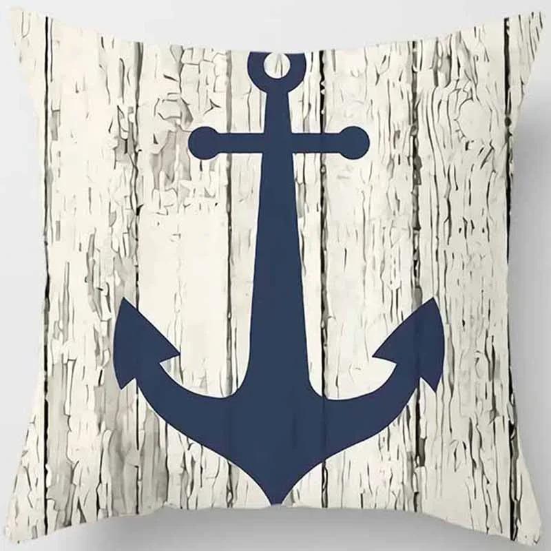 Home Decor Blue Tone Printed Square Pillowcase Car Sofa Cushion Cover