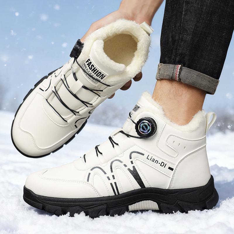 Winter Plush and Thickened High Top Men's Cotton Shoes Versatile Warm Men's Snow Boots