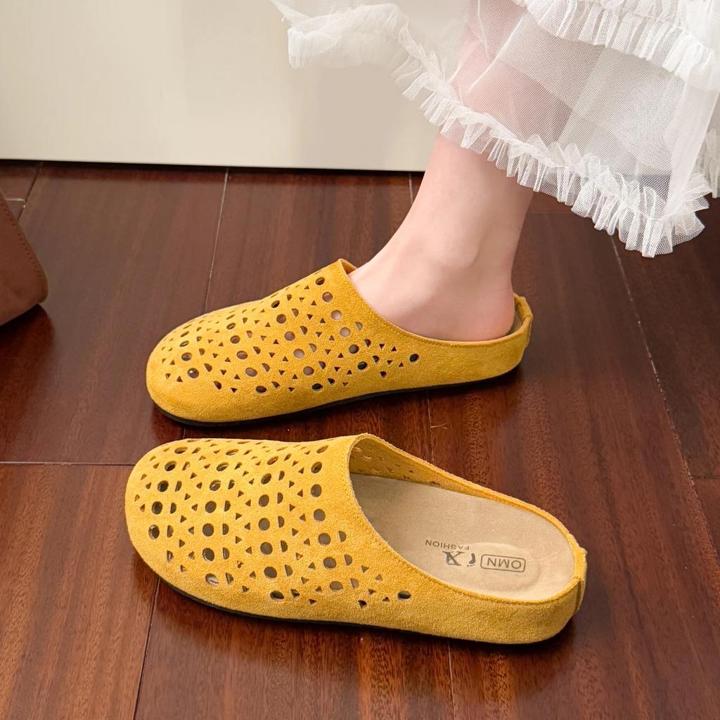 Mode 2025 Wildleder Clogs für Damen Pantoletten Korkfußbett Ausgeschnitten Damenschuhe mit Fußgewölbestütze Mode Rutschfest Outdoor Strand Hausschuhe 26