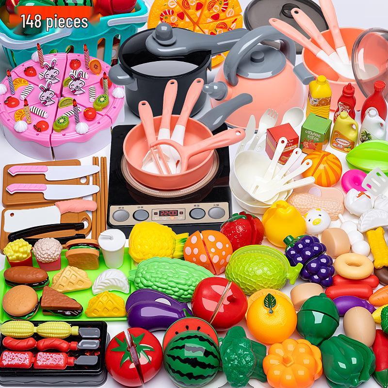 Cross-Border Pretend Kitchen Playset: Educational Toy for Girls Ages 3-6, Includes Fruit Cutting Set