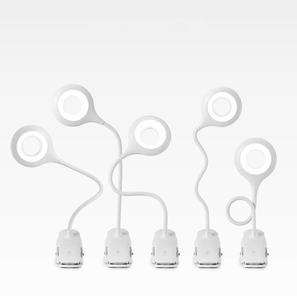 Mini lampka bezprzewodowa LED do czytania z klipsem kablem USB-C 80lm - biała