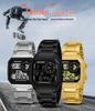 Sanda Men's Waterproof Multifunctional Digital Watch - Small Square, Steel Band