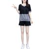 Fashionable short-sleeved plus-size suit for women in summer, loose slimming shorts, age-reducing belly-covering casual two-piece set