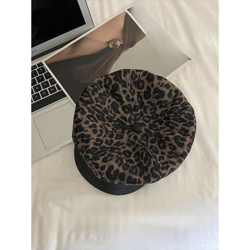 

Новый Раннеосенний Леопардовый Принт Темперамент Ретро Берет Женский Корейский Стиль Модный Универсальный Модный Восьмиугольный Берет M（56-58cm）