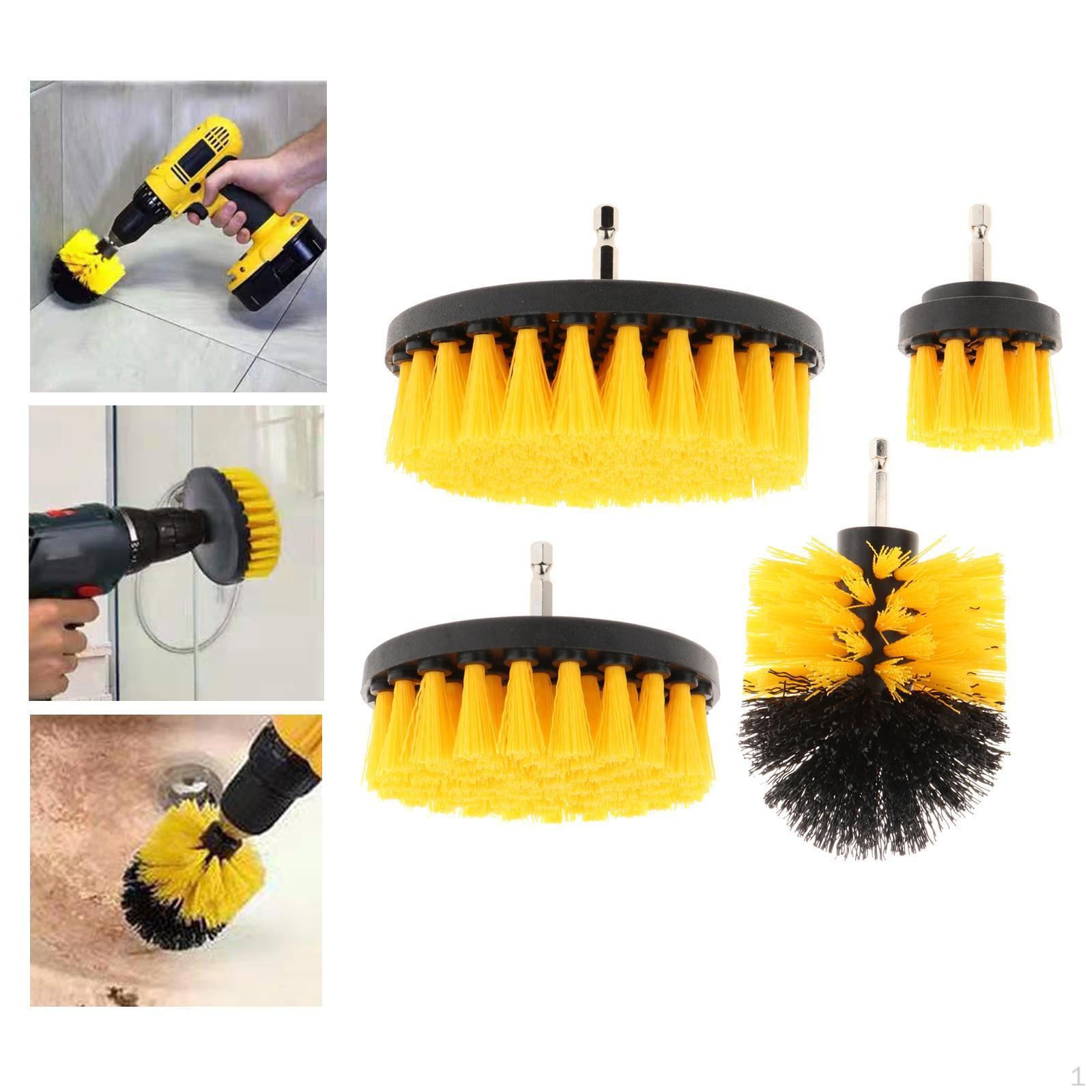 

Набор из 4 насадок для дрели, щетки для мытья полов, плитки, жёлтый