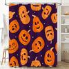 Purple Halloween-themed shower curtain with orange jack-o'-lanterns 3D printing technology for waterproof bathroom decorationAli