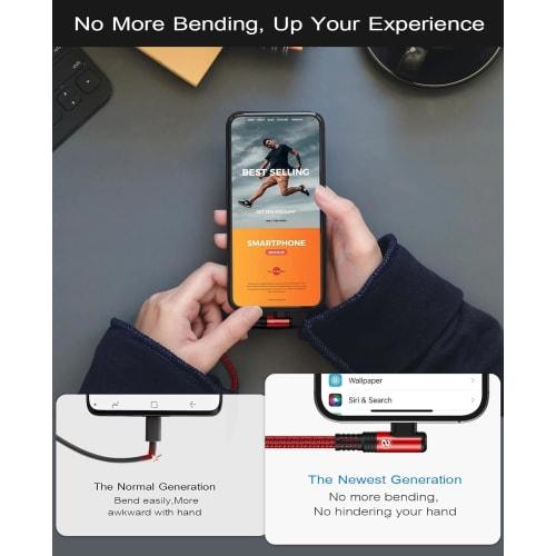 IPhone Ladekabel L-Form [3M/2er-Set] MFi-zertifiziert 2,4A Schnellladung iPhone Ladekabel Ultra langlebig iPhone14/Plus/pro/Pro Max 13 12 11 Pro