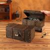 Vintage Wooden Treasure Chest with Combination Lock for Props & Document Storage