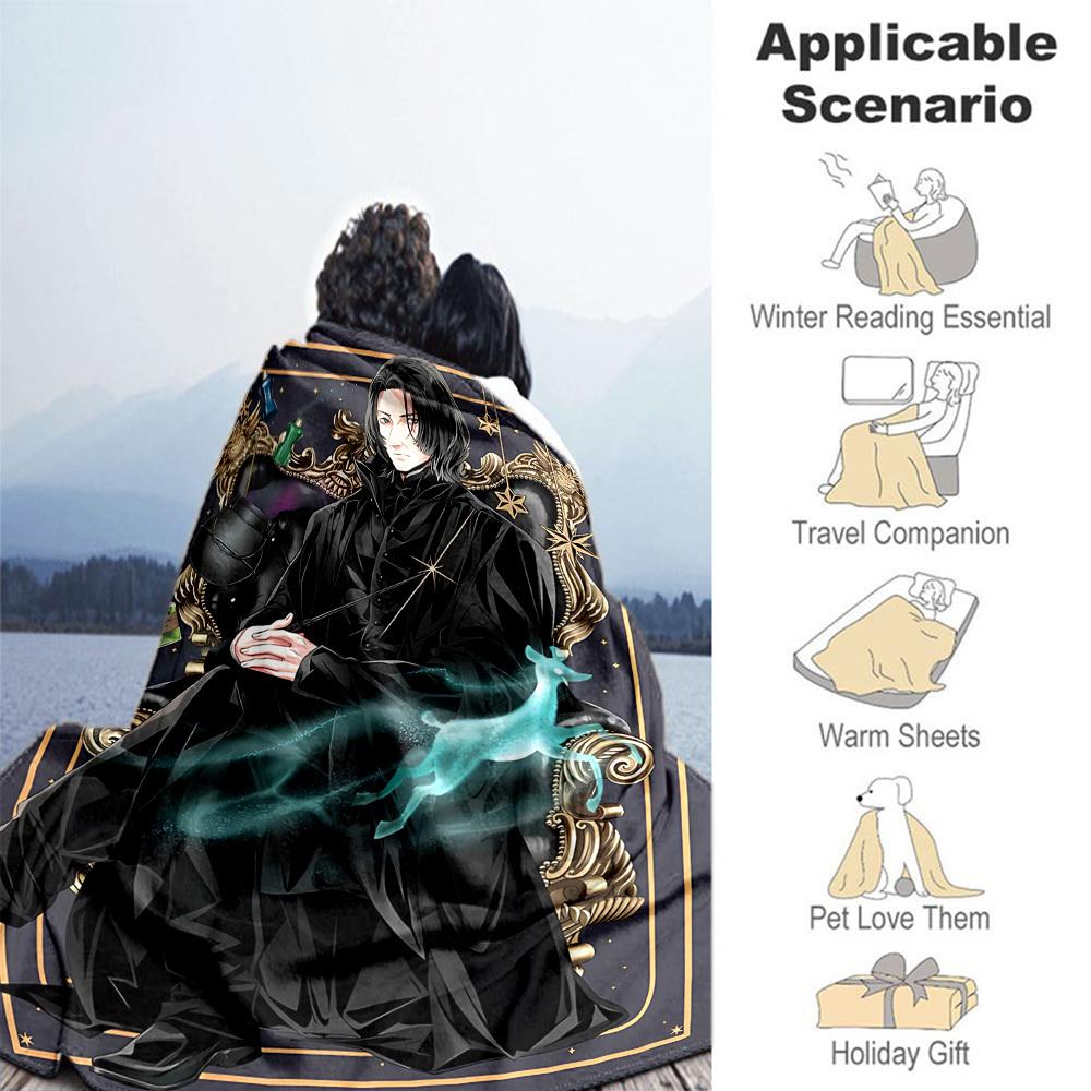 1pc Slytherin Patronus Wand Outdoor Flannel Throw Blanket All Season Soft Warmth,Home Decor 1031255