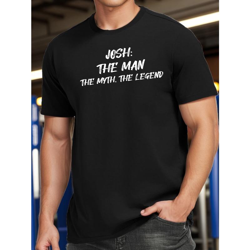 

European sizes Josh Legend Men s Casual & Sporty T-Shirt - Breathable Polyester, Crew Neck, Geometric Print for Summer Outings & Beach Activities 4XL чорний