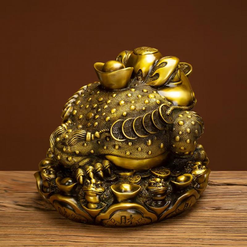 Copper Ingot Ornaments Shop Opening Gifts Three Feet Golden Cicada Toad Home Decoration Crafts