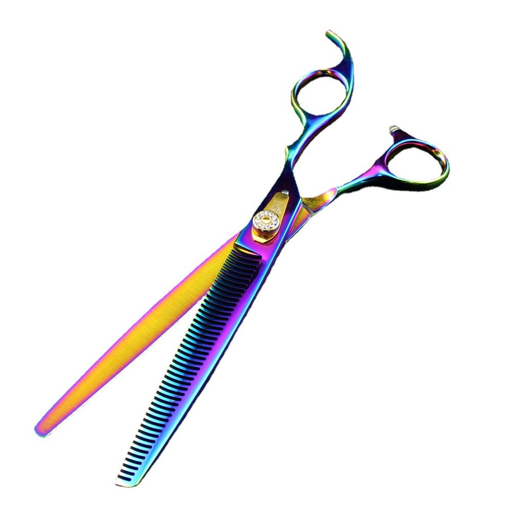 8.0 Inch Pk Color 4 Packs, High-End Pet Beauty Scissors, Straight Cut Fish Bone Teeth For Professional Beauticians
