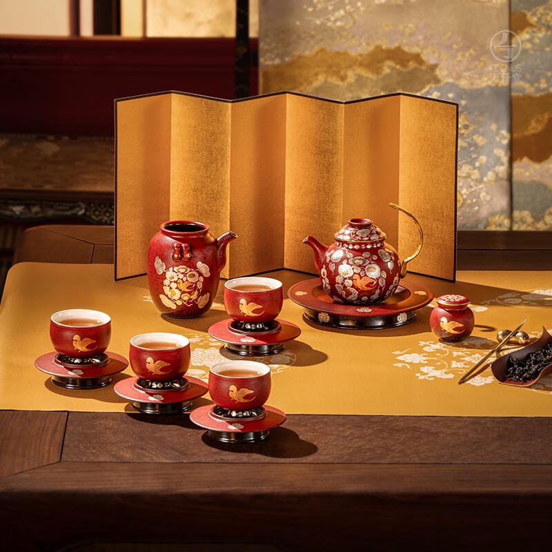 Wanqian Tang Lacquer Red Glaze Ceramic Tea Set