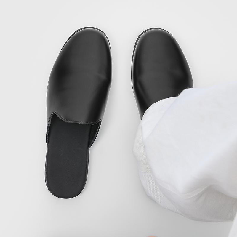 2025 New Men's Loafers Luxury Business Half Shoes for Male Patent Leather Mules Non-slip Outdoor Summer Moccasins Handmade Flats