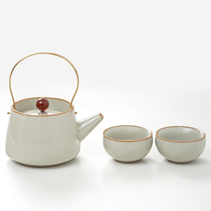 Lainuo Ruyao Beige Teapot & 2 Cups 3-Piece Set