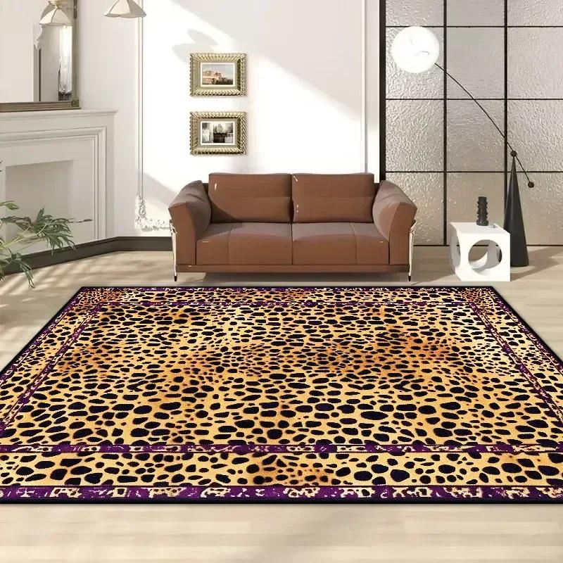 

American Style Leopard Living Room Carpet Modern Decoration Sofa Area Easy Clean Non-slip Rug Home Bedroom Entrance Door Mat 40x60cm