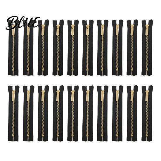 Metal Zipper Set 20Pcs Teeth Non Separating Zipper, Heavy Duty Closed-End DIY Sewing Replacement, Short Tape for Purses Handbags Pockets Wear
