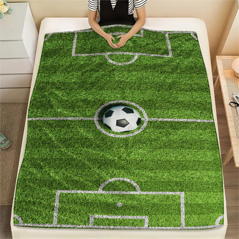 1Pc Basketball Soccer Print Flannel Blanket, High Quality Comfortable for All Seasons, Home Decor, Warmth and Comfort, Perfect for Christmas Gifts