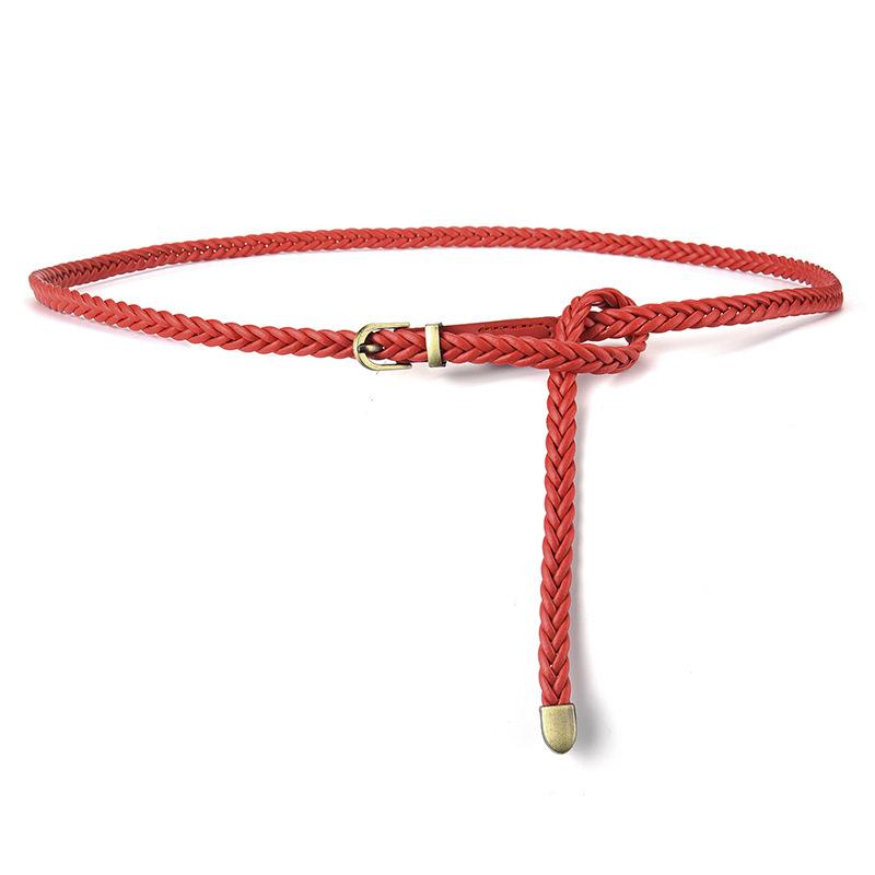 Vintage Wax Rope Thin Belt Women'S Woven Waist Chain Women'S Decorative Dress Jeans Belt